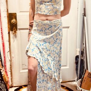 Barefoot Blonde Collection Blue and Yellow Floral Skirt Set